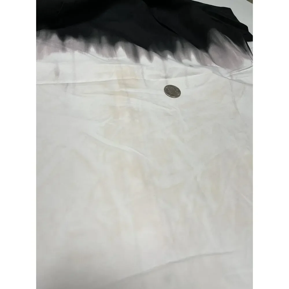 Sik Silk Shirt Mens XS Button Up Color Block Black Contrast Cotton N76
